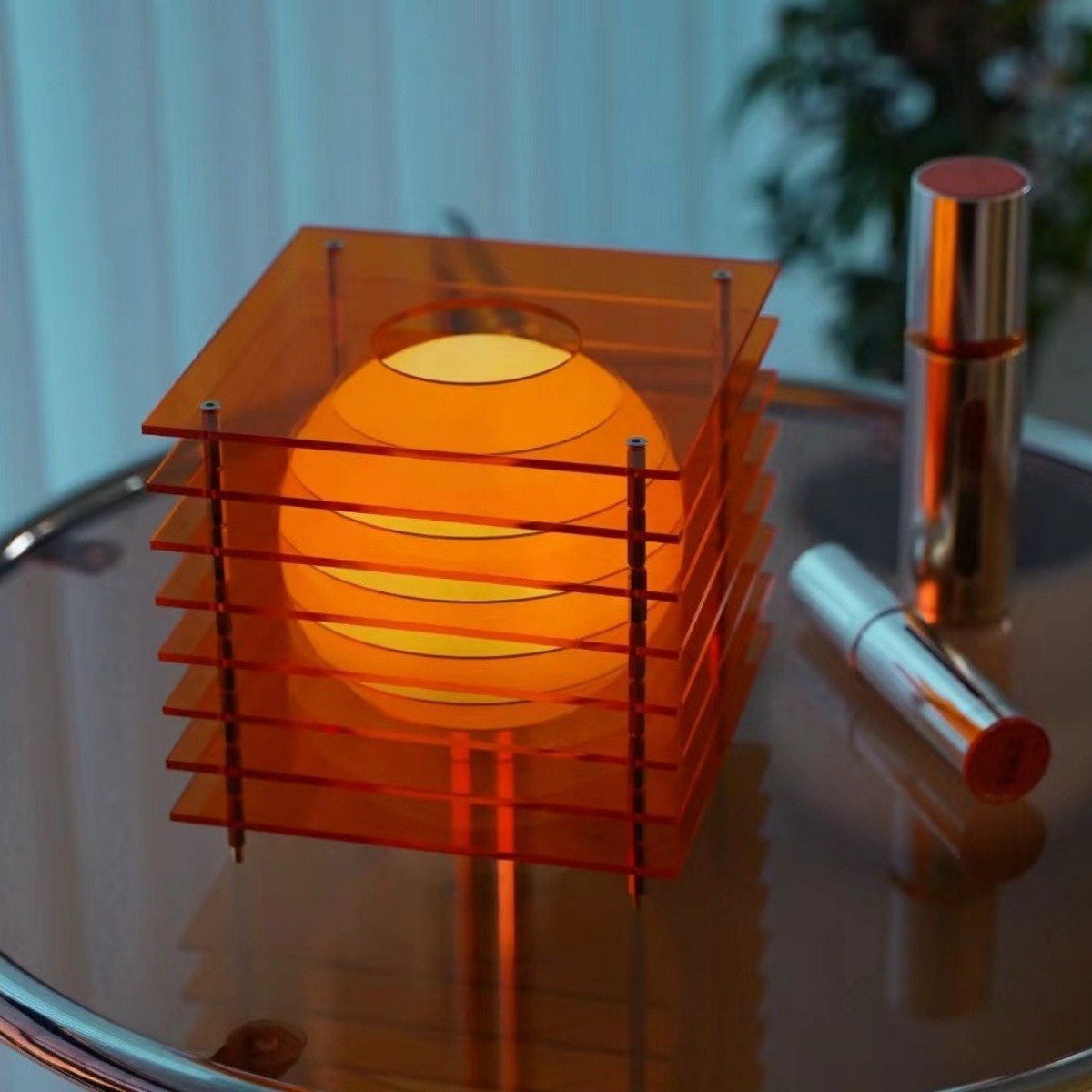 Geometric Moon Cube Lamp – Atmospheric luminous sphere S252