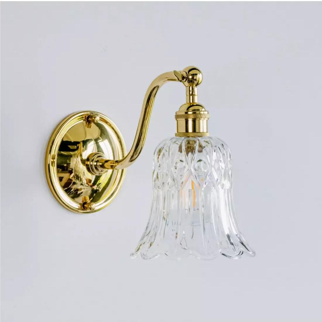 Vintage Brass Glass Wall Light S70