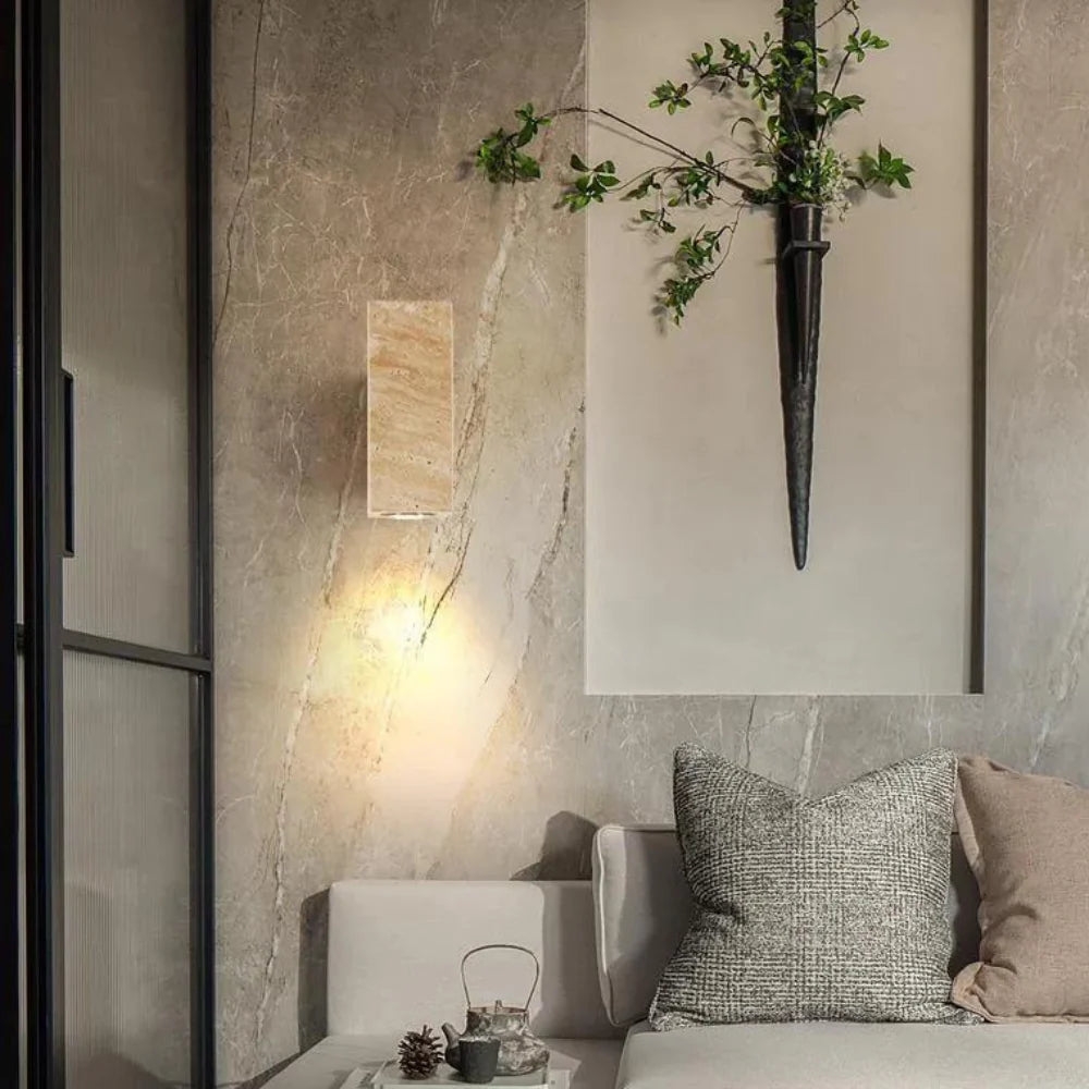 Wabi-Sabi Aura Travertine Wall Light T2022