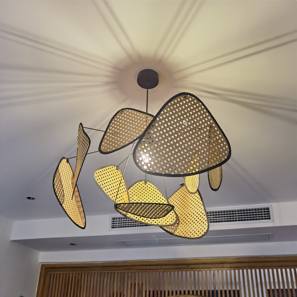 Screen Cannage Pendant Light - Woven Rattan Design for Living Room