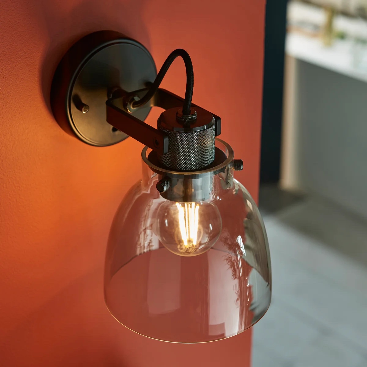 Readium Modern Glass-Shaded Wall Lamp - Adjustable Head for Bedrooms and Hallways T873