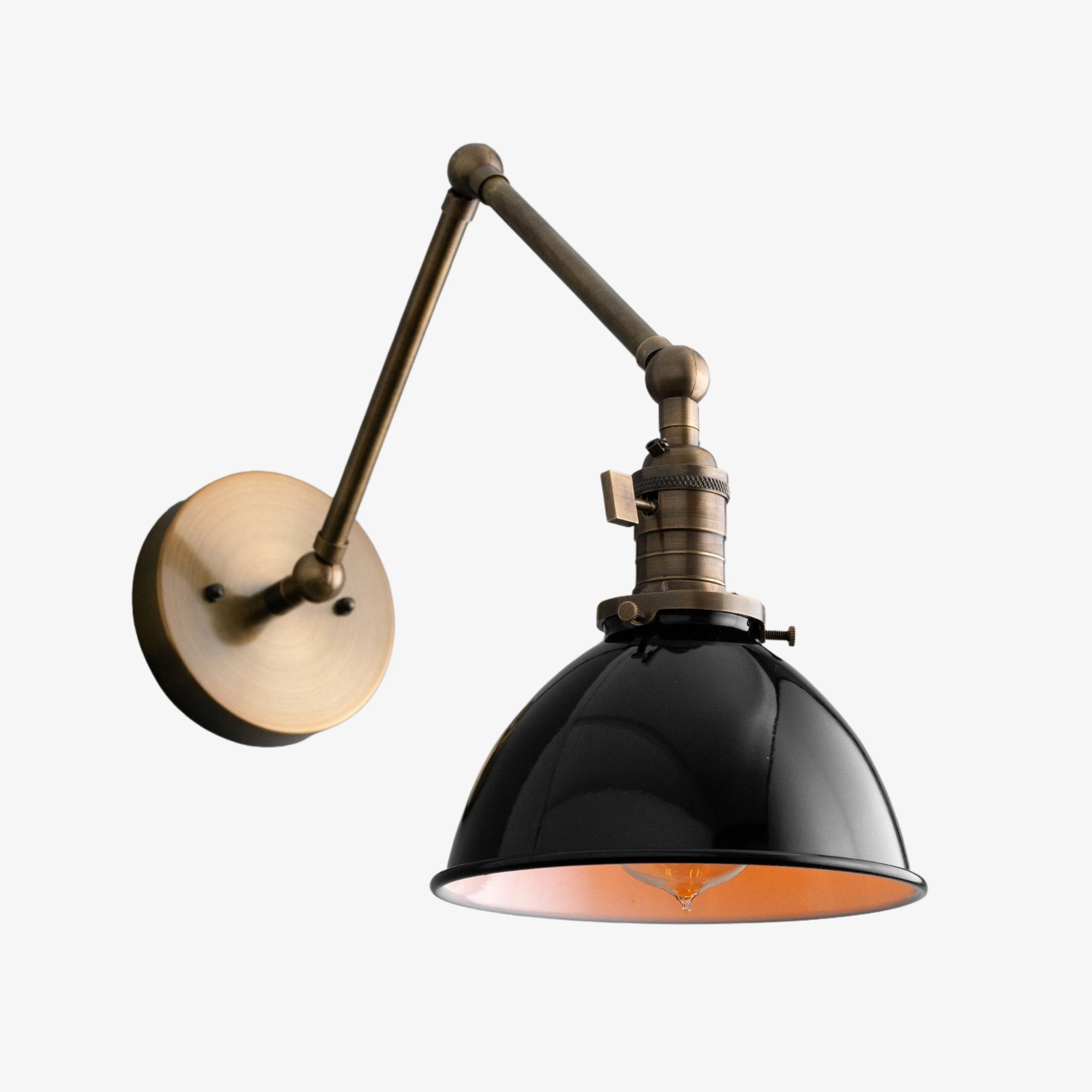 Conique Metal Vintage Industrial Swing Arm Wall Lamp - Adjustable Dome Shade for Study T313