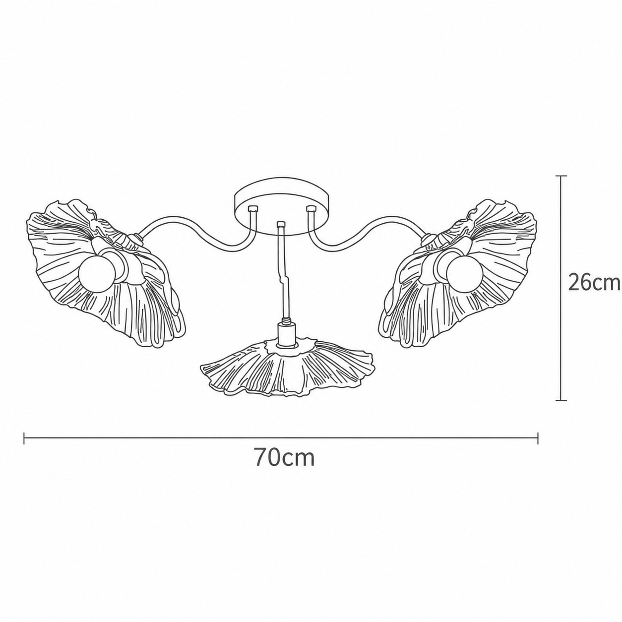 Lotus Leaf Glass Ceiling Lamp for Living Room