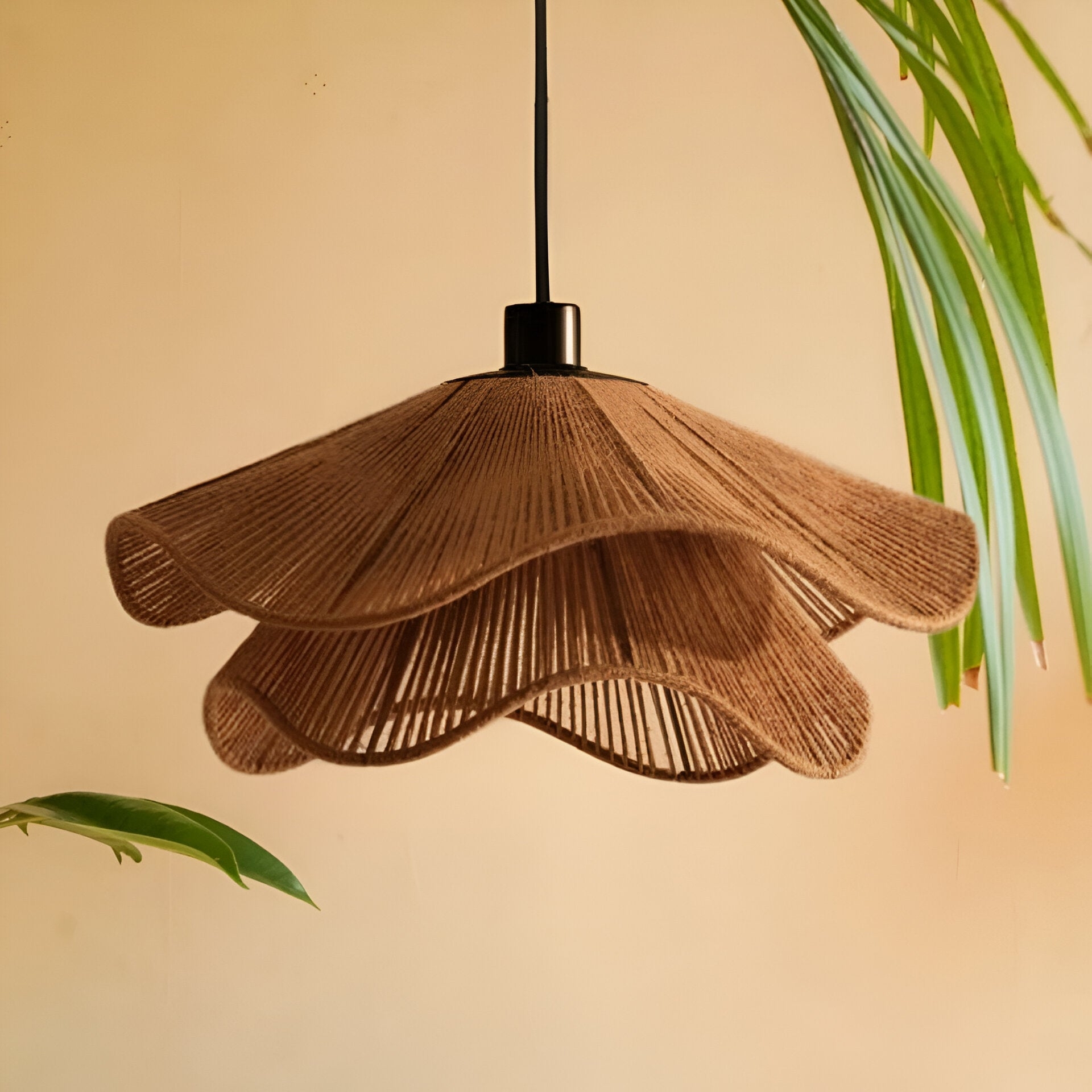 Cape Points Boho Natural Jute Fiber Pendant Light T2062