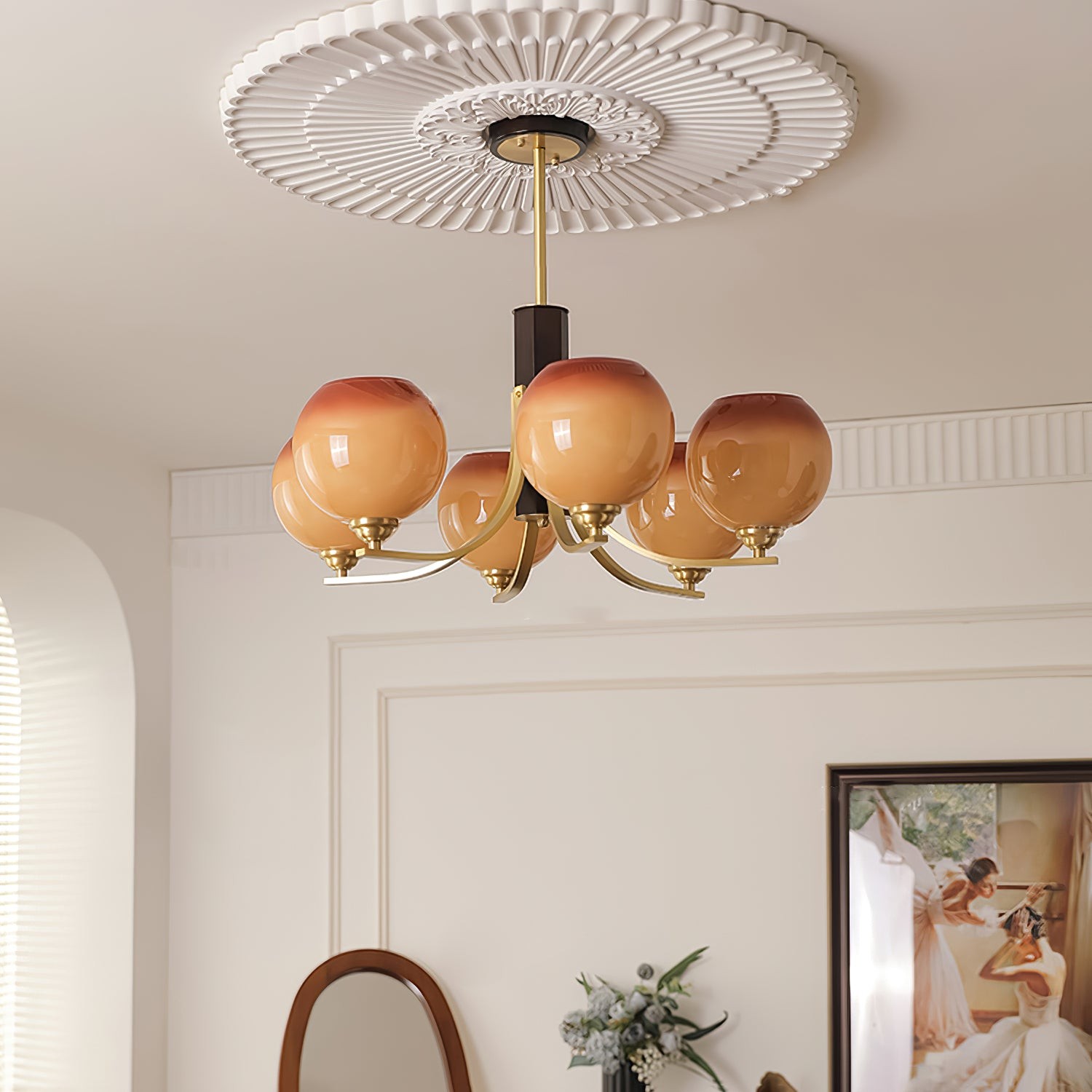 Vintage Caramel Globe Chandelier M398