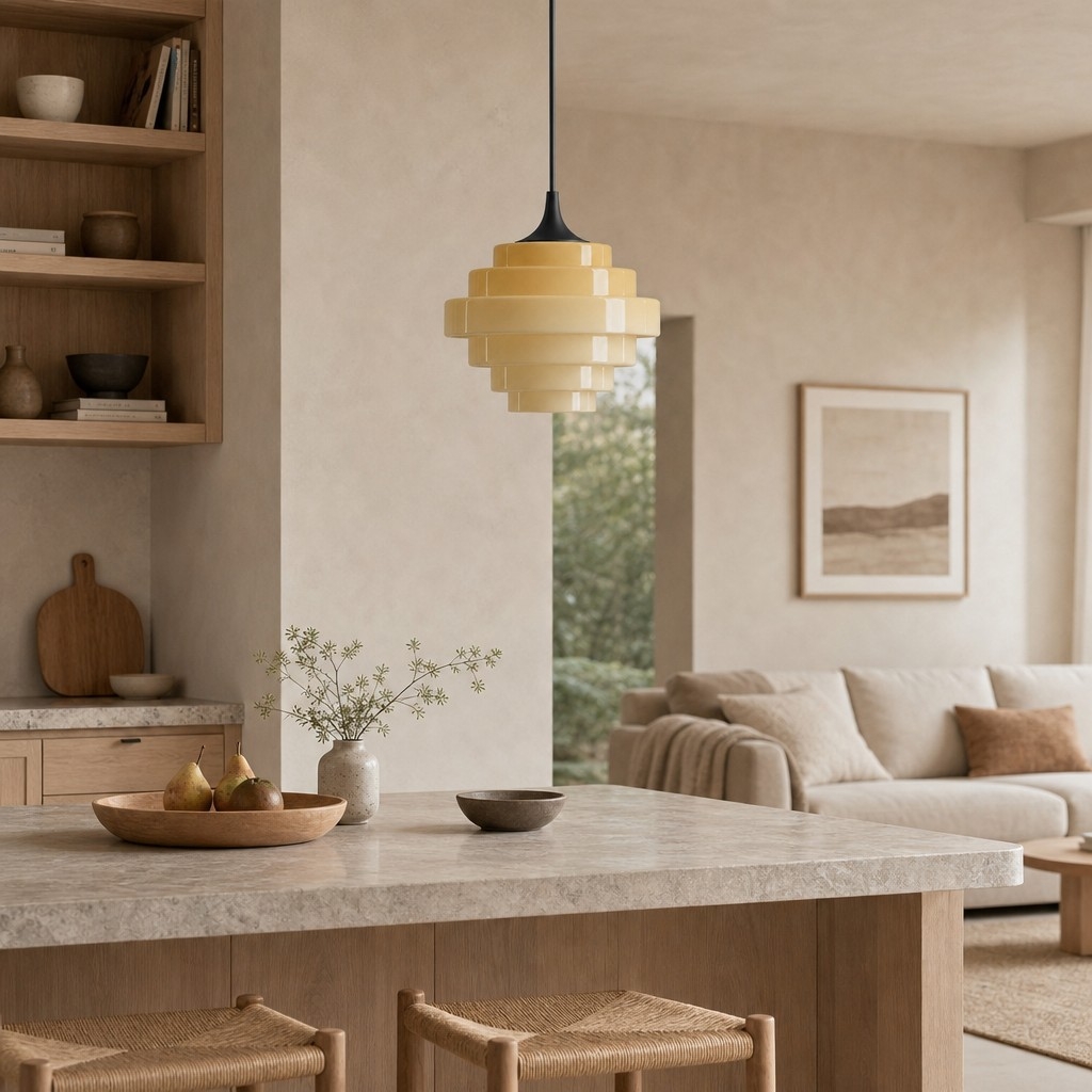 Sanenos Retro Geometric Glass Pendant Light - Gradient Glass Shade for Living or Dining Room T2193
