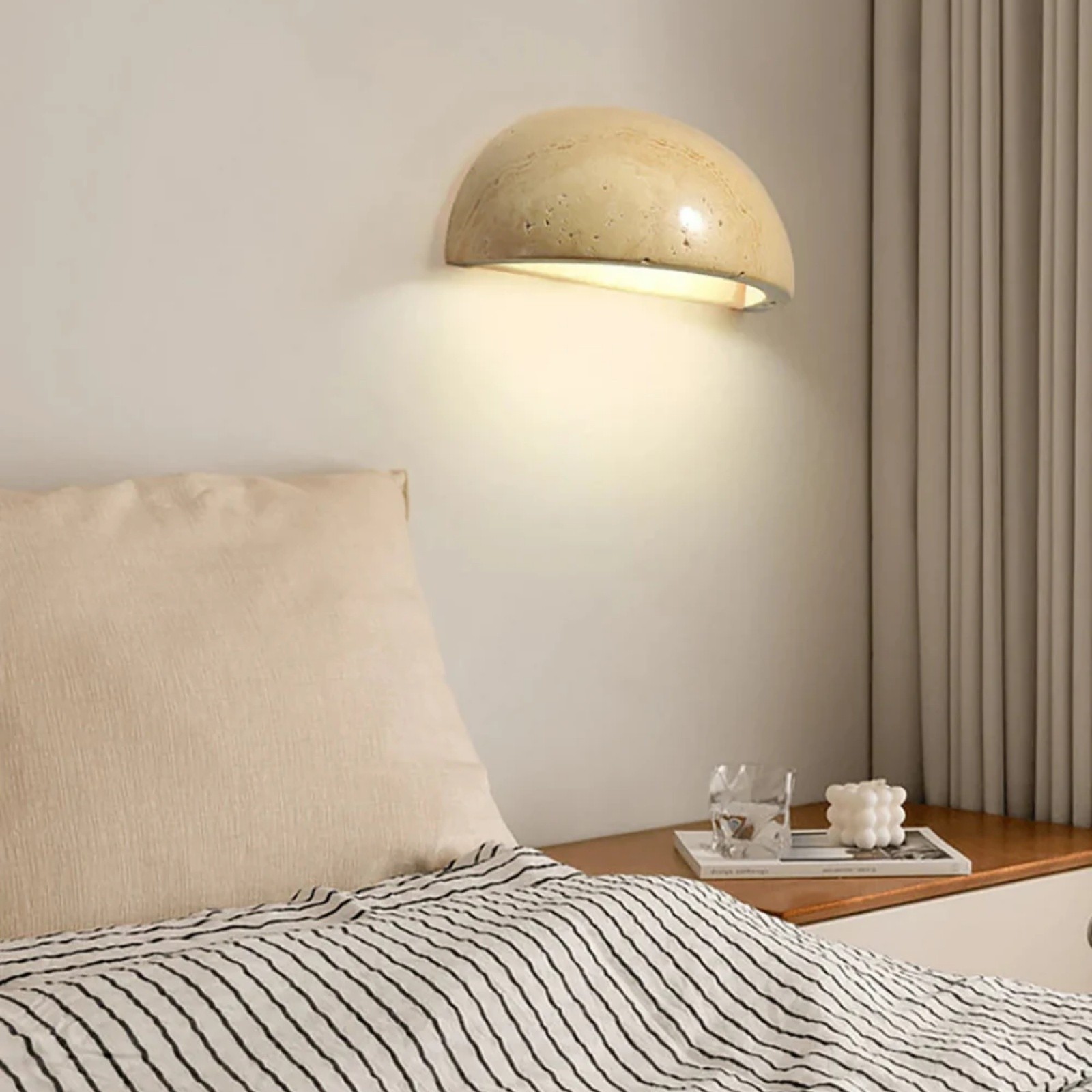 Dome Travertine Wall Sconce – Natural Stone Half Sphere Light S305