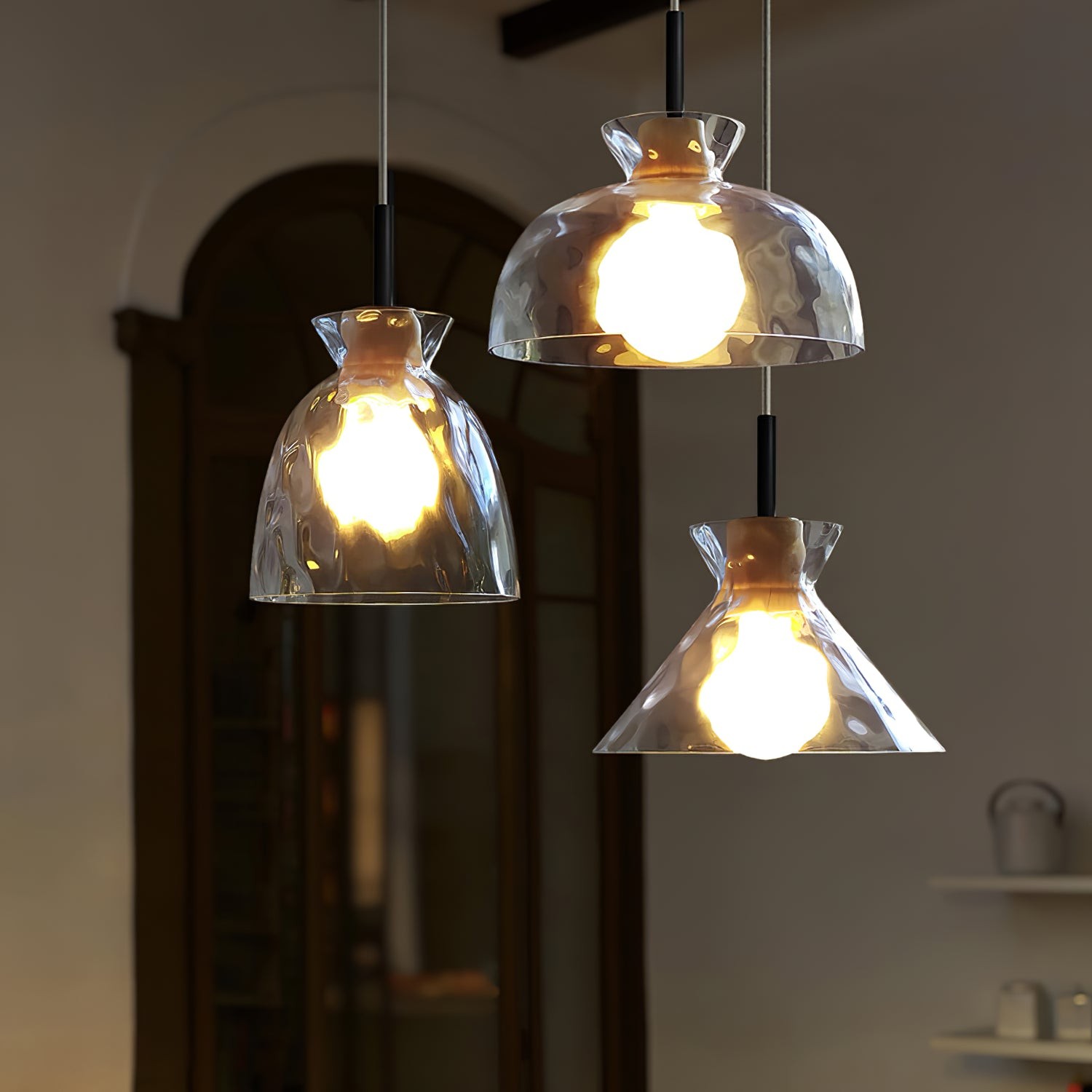 Modern Water Ripple Transparent Glass Pendant Lamp M16