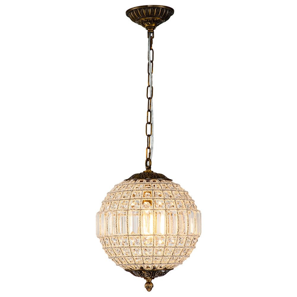 Vintage Luxe Brass Crystal Orb Chandelier G95