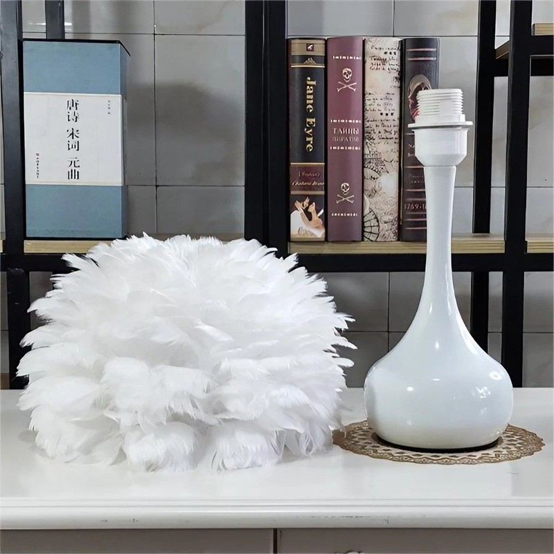 Modern Feather Table Lamp for Bedroom