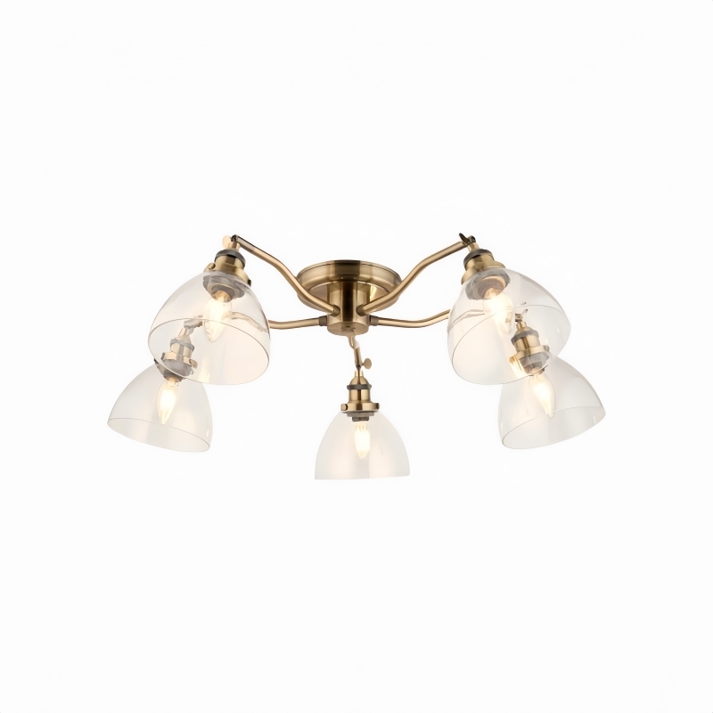 Novera Vintage-Inspired Semi-Flush Ceiling Fixture with Curved Arms for Living Spaces T1037