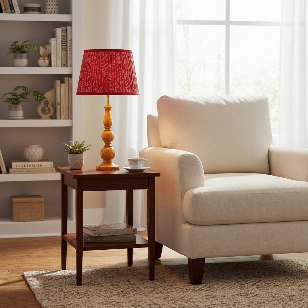 Grainora Table Lamp - Wooden Base with Fabric Shade for Living T568