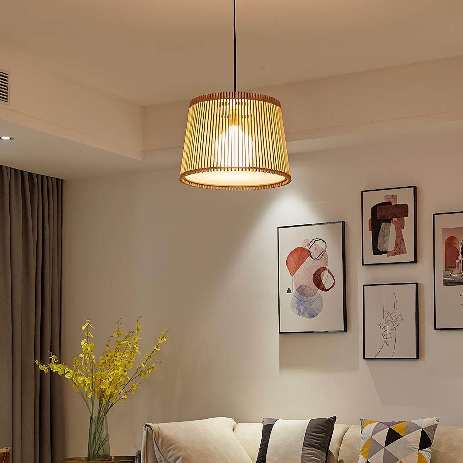 Wooden Log Color Cage Pendant Light M319