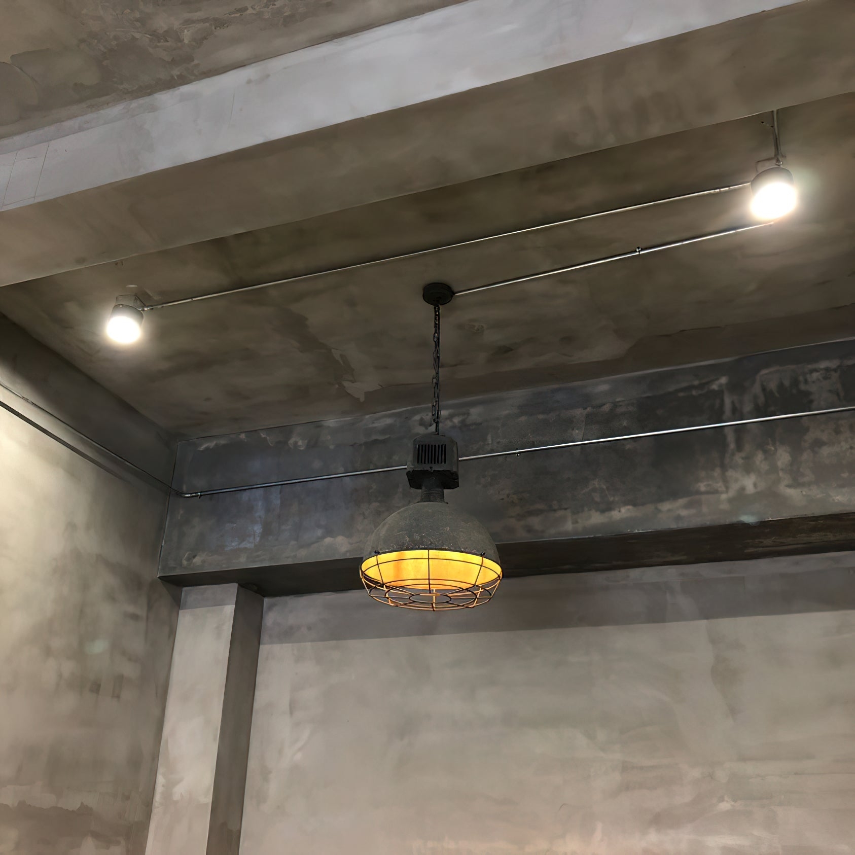 Caged Industrial Metal Pendant Light T1693