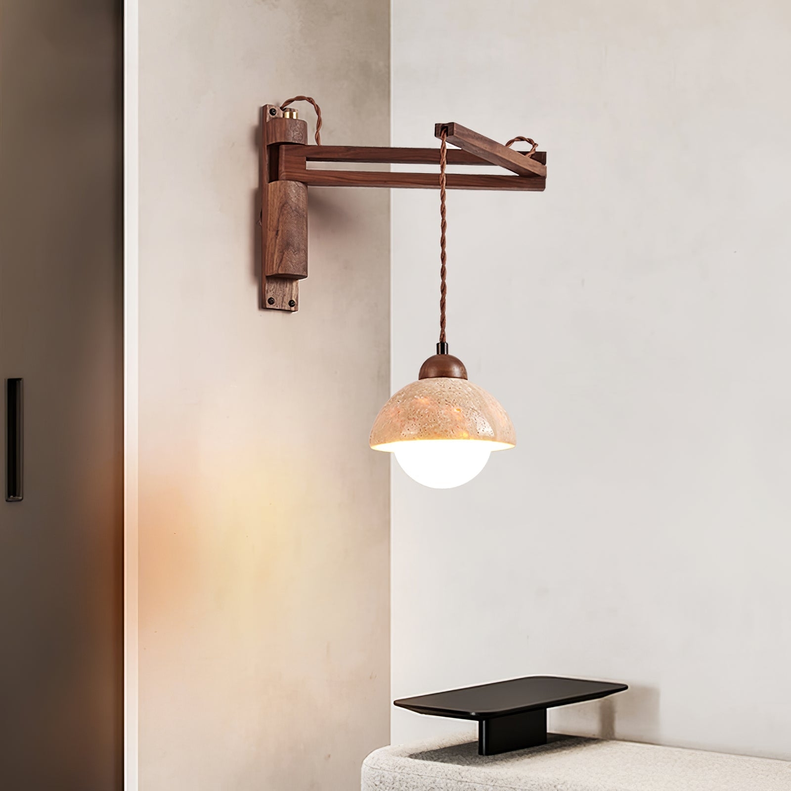 Adjustable Travertine Dome Wall Sconce T1606