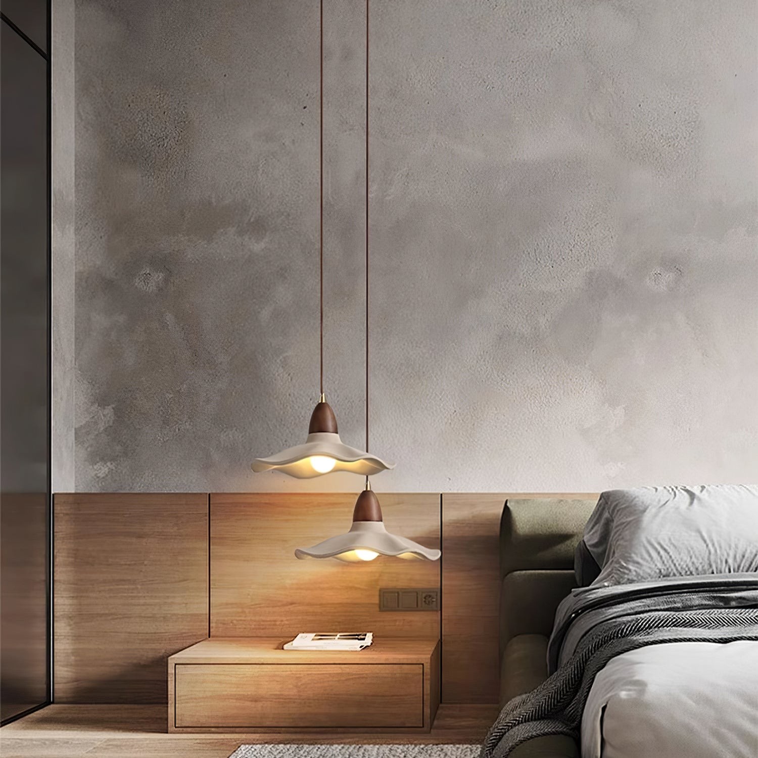 Japanese Wabi-Sabi Style Cement Wave Pendant Lamp M565