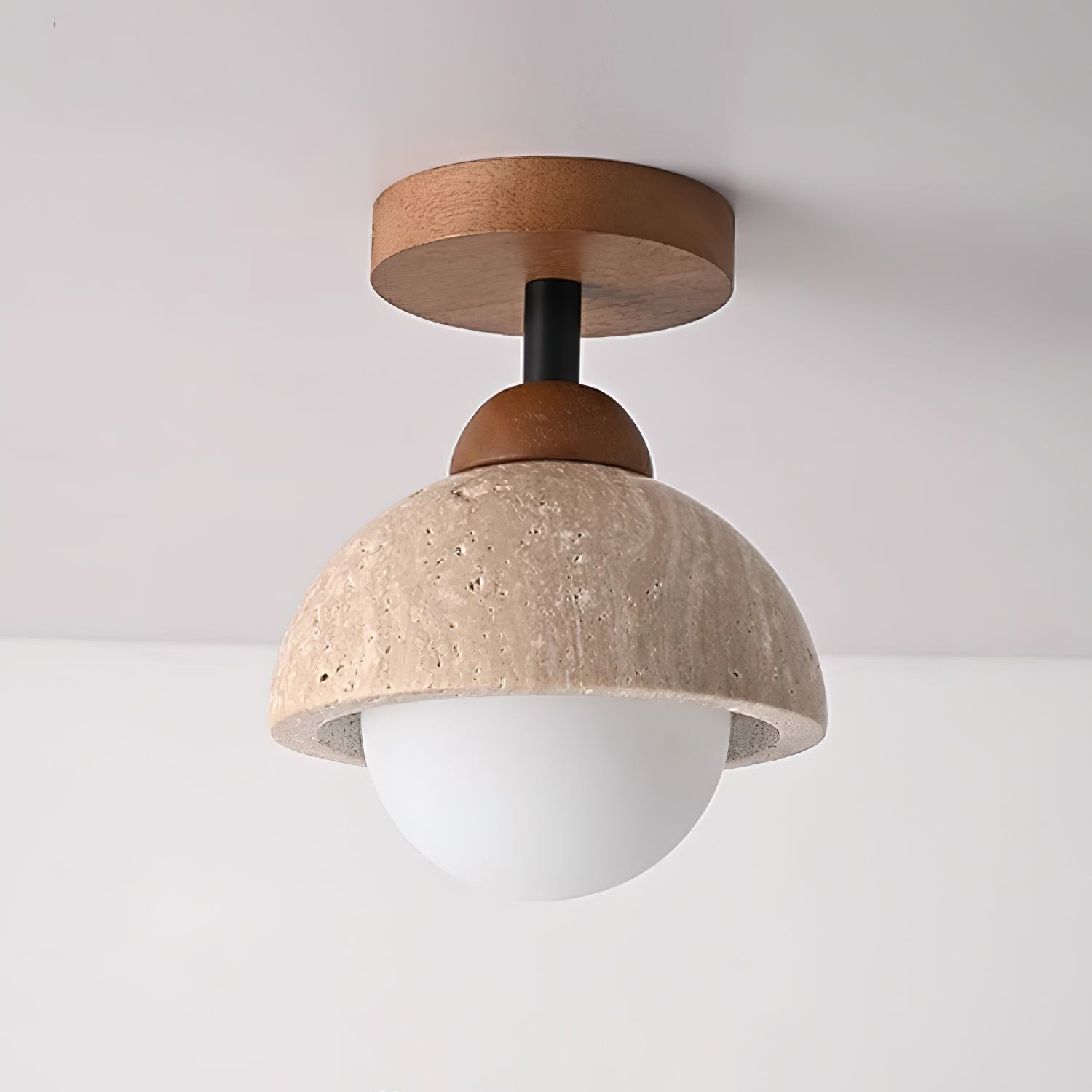 Minimalist Travertine Flush Mount - Mediterranean Style for Entryway M164