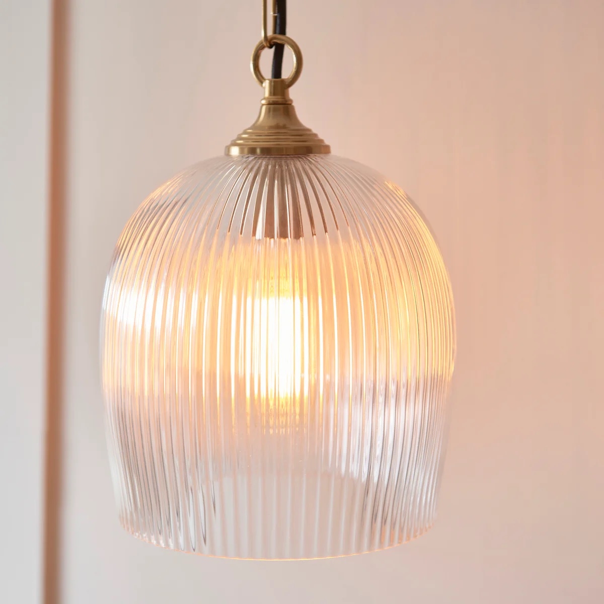 Brazara Glass Dome Pendant Light - Classic Metal Trim Design for Kitchen and Dining T916