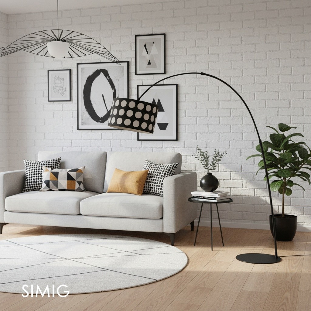 Geometry Polka Arc Fabric Floor Lamp S363