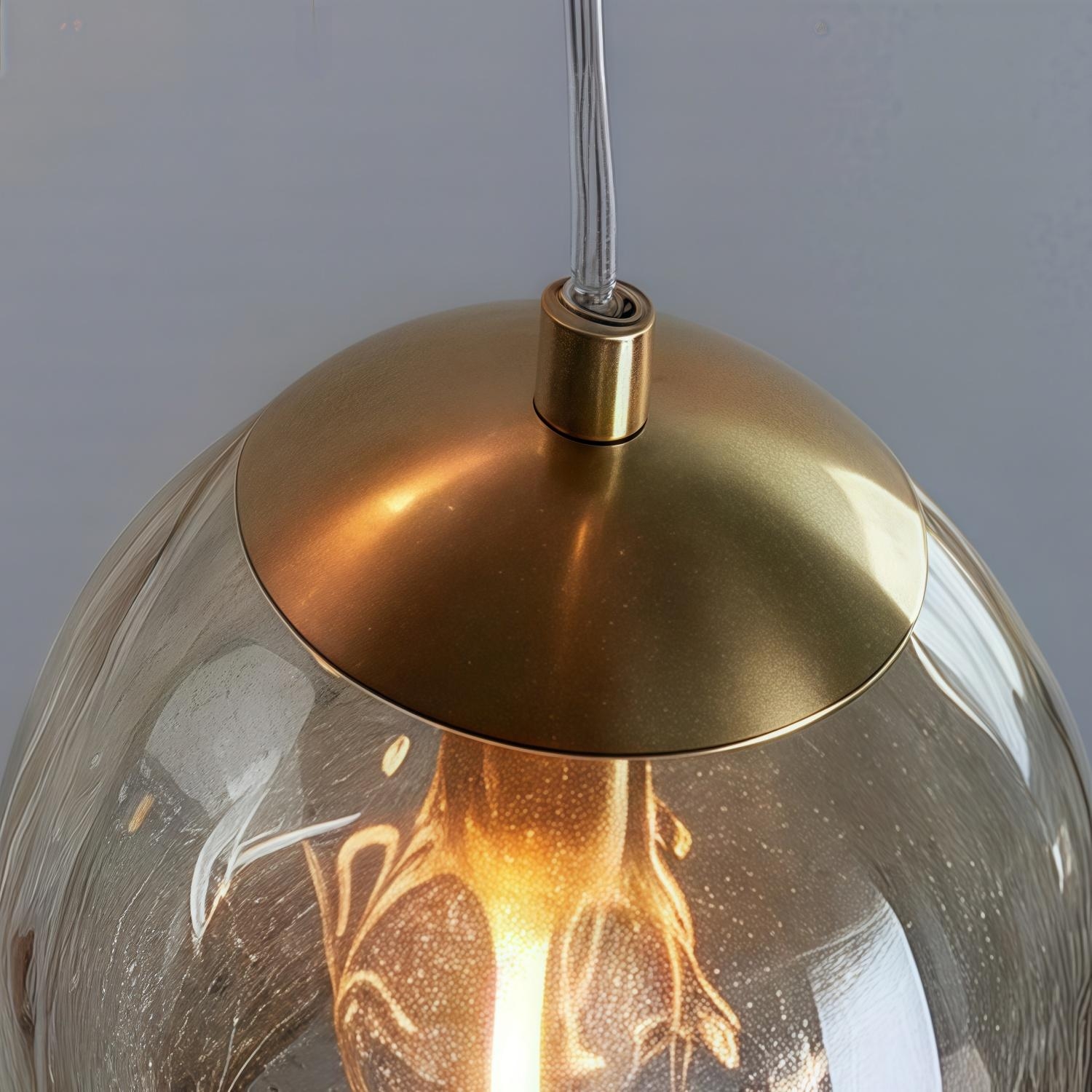Tracian Dimpled Globes 3-Light Pendant Lamp - Sculptural Amber Lighting Ideal for Lounge or Entryway T1054