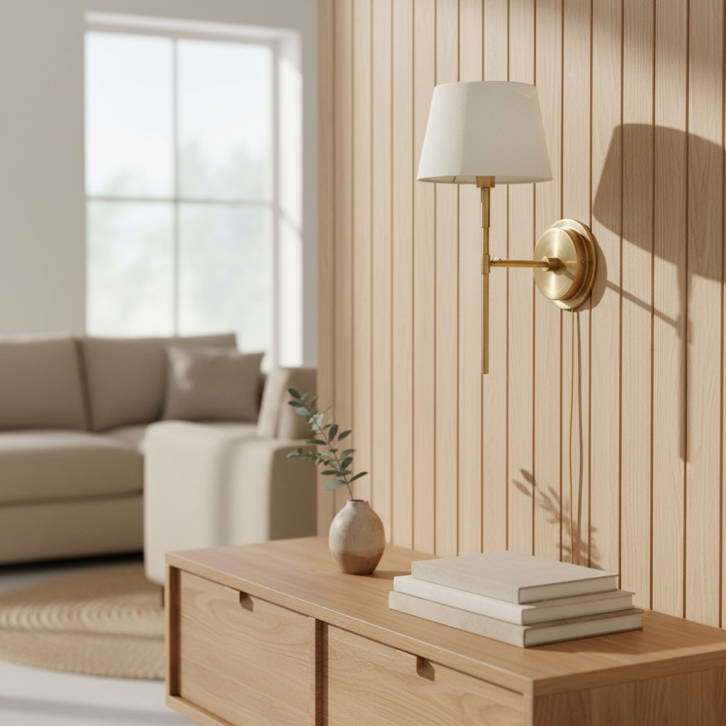 Cremaris Metal Wall Light with Fabric Shade - Timeless Sconce for Interior Lighting T1017