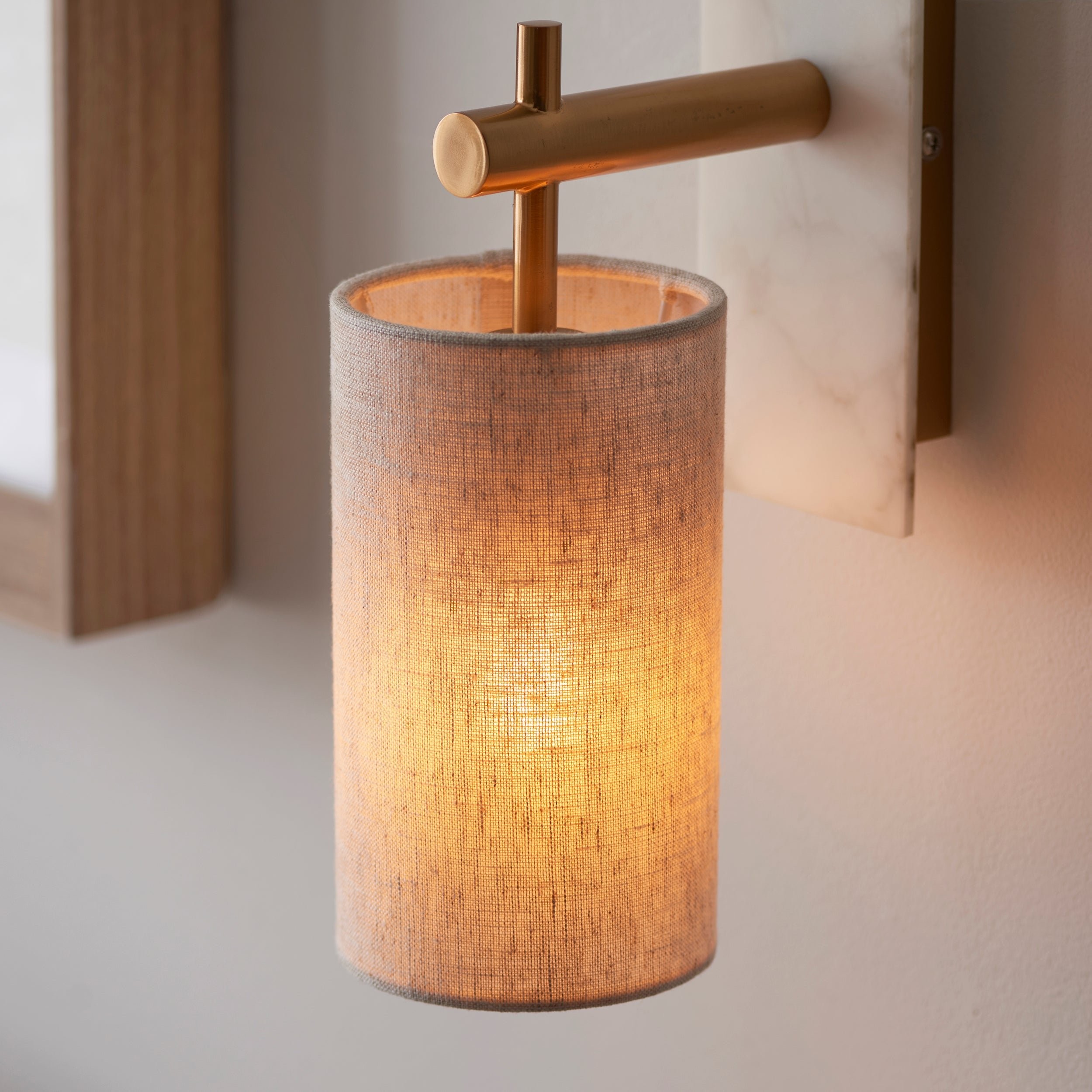 Linemora Timeless Marble Wall Lamp - Natural Linen Shade for Hallway T465