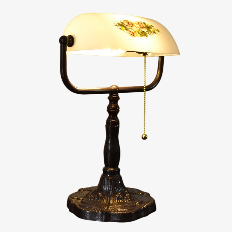 TF Tivanny Floral Stained Glass Desk Lamp - Vintage Table Light for Bedroom Study Living Room T2223