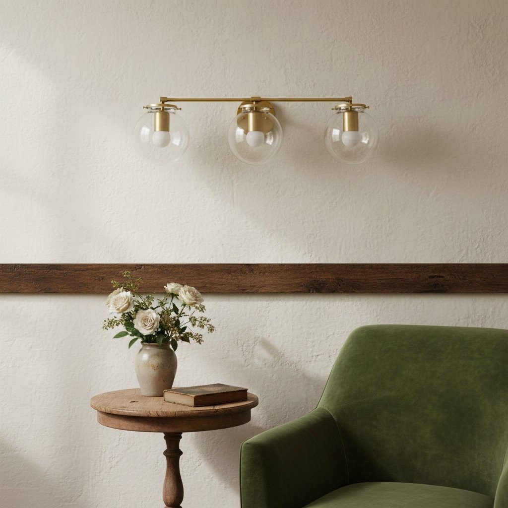 Glorica Glass 3 Shade Globe Vanity Light - Soft Bathroom Light Fixture T329