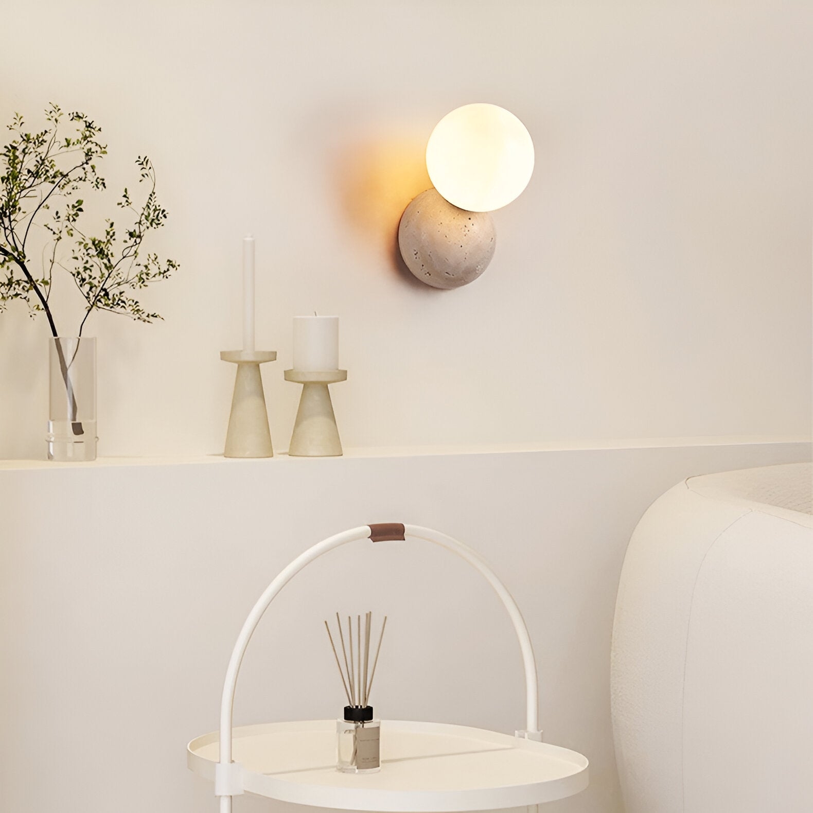 Travertine Round Glass Wall Fixture T2163
