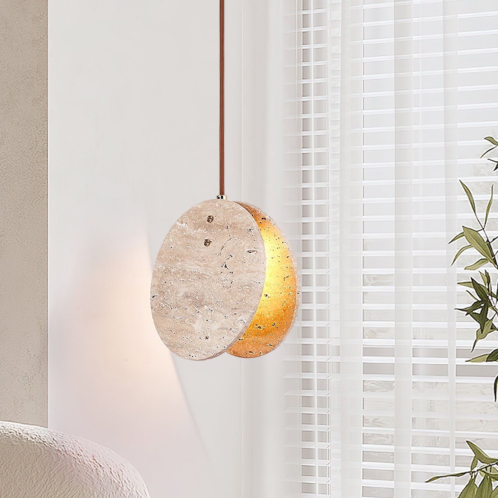 Stone Textured Disc Pendant Light G60