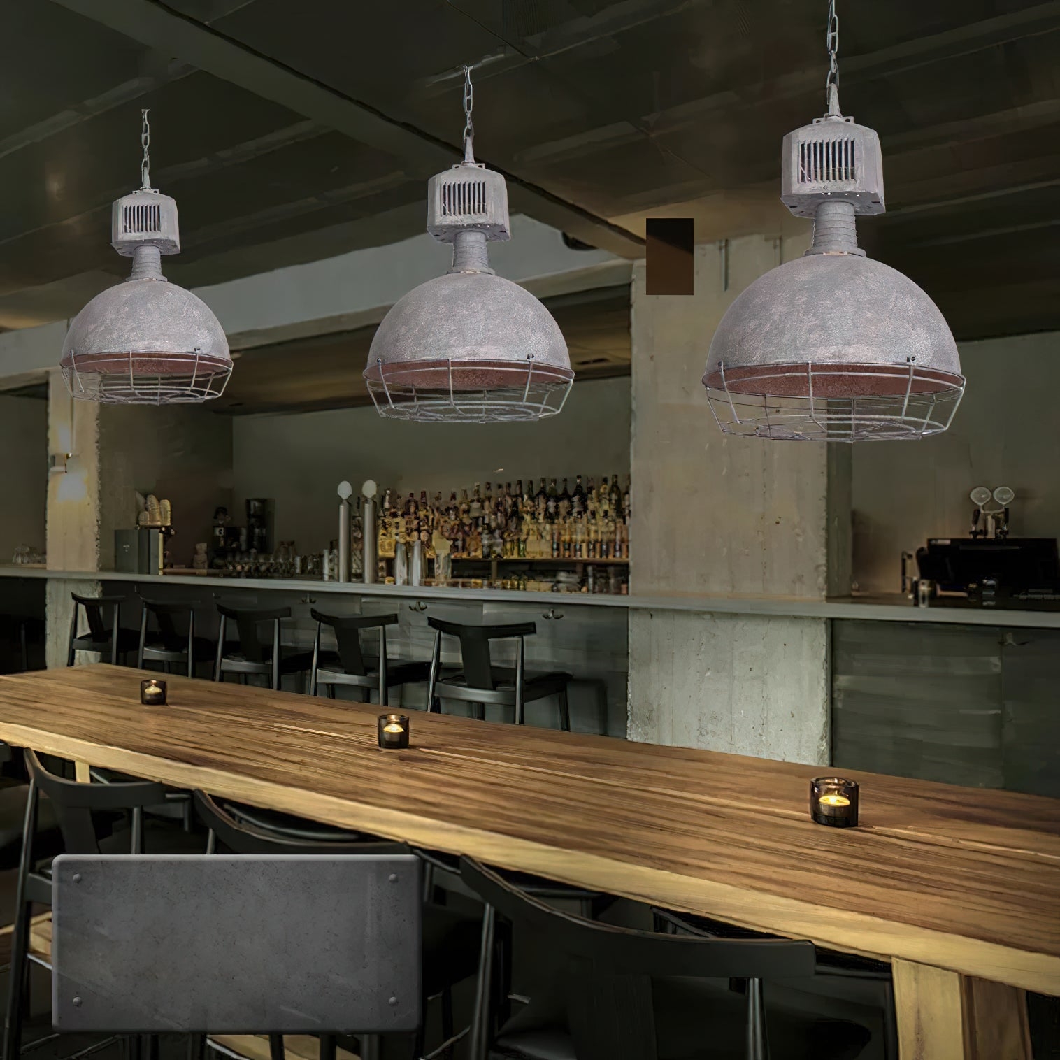 Caged Industrial Metal Pendant Light T1693