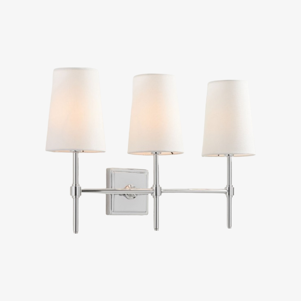 Derlina Stylish Retro Wall Lamp with White Linen Shades – Modern Industrial Design for Any Room T273