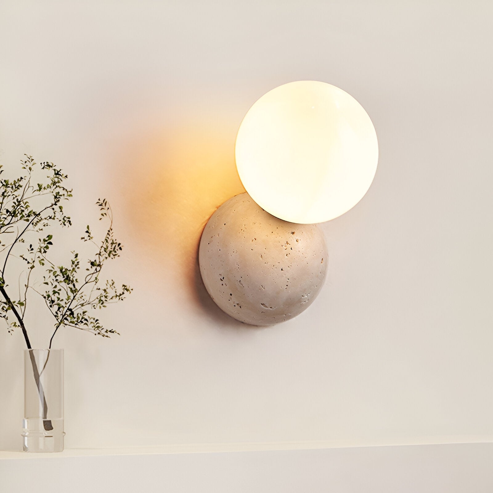 Travertine Round Glass Wall Fixture T2163