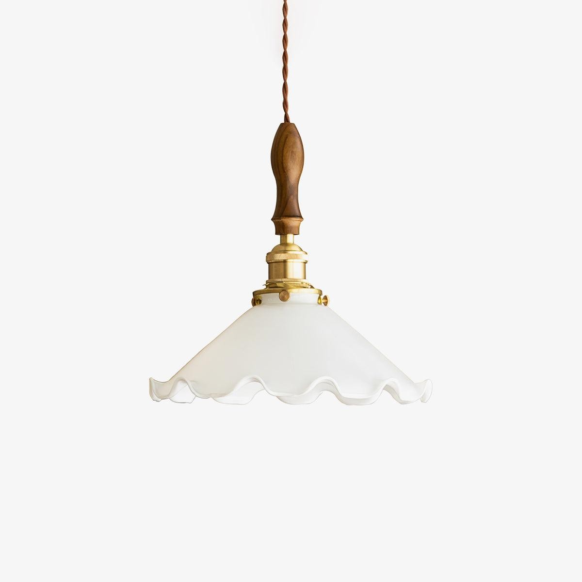 Vintage White Glass Skirted Pendant Lamp M366