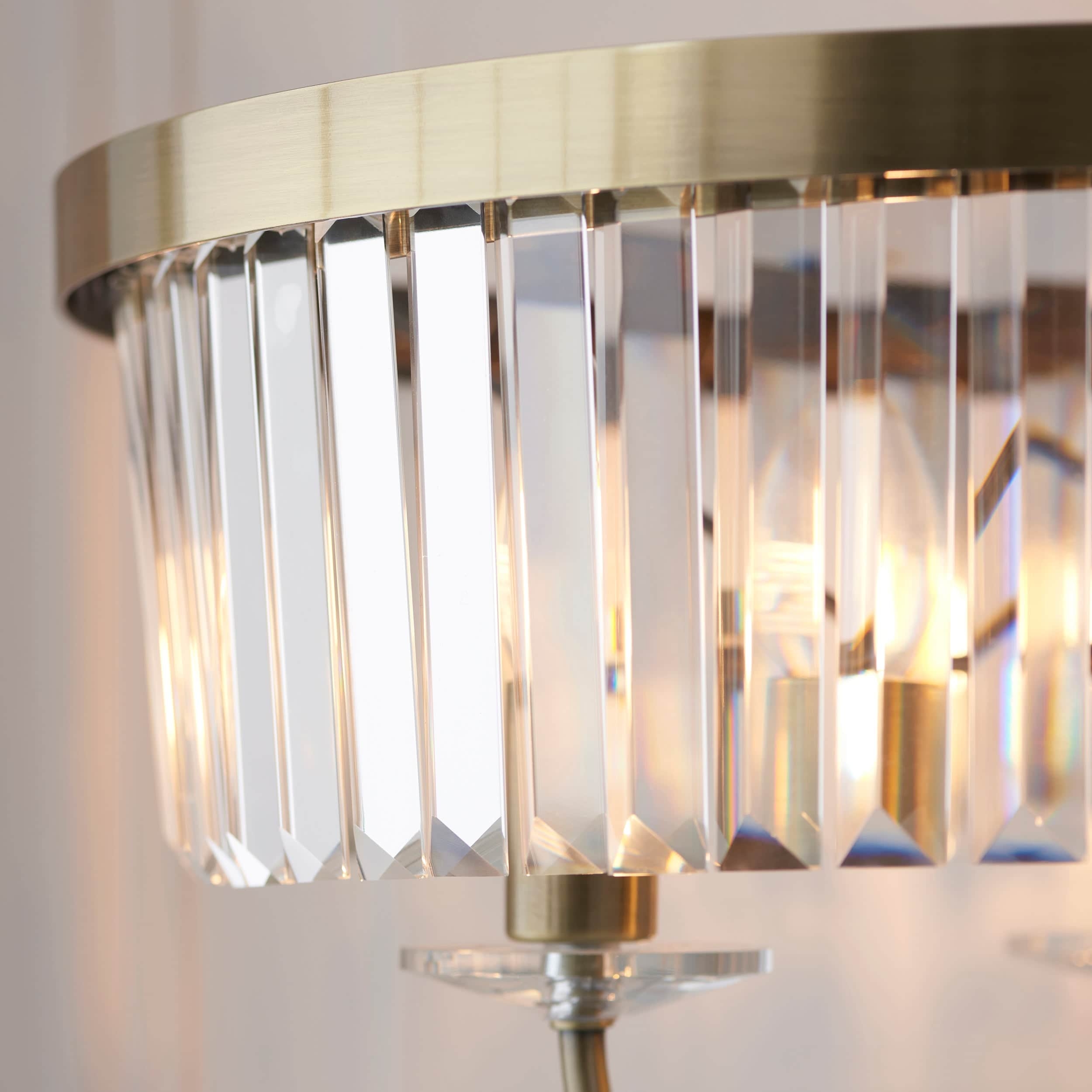 Beveline 3 Light Round Floor Lamp - Faceted Cut Glass Shades Classic Metal Finish For Living Rooms T877