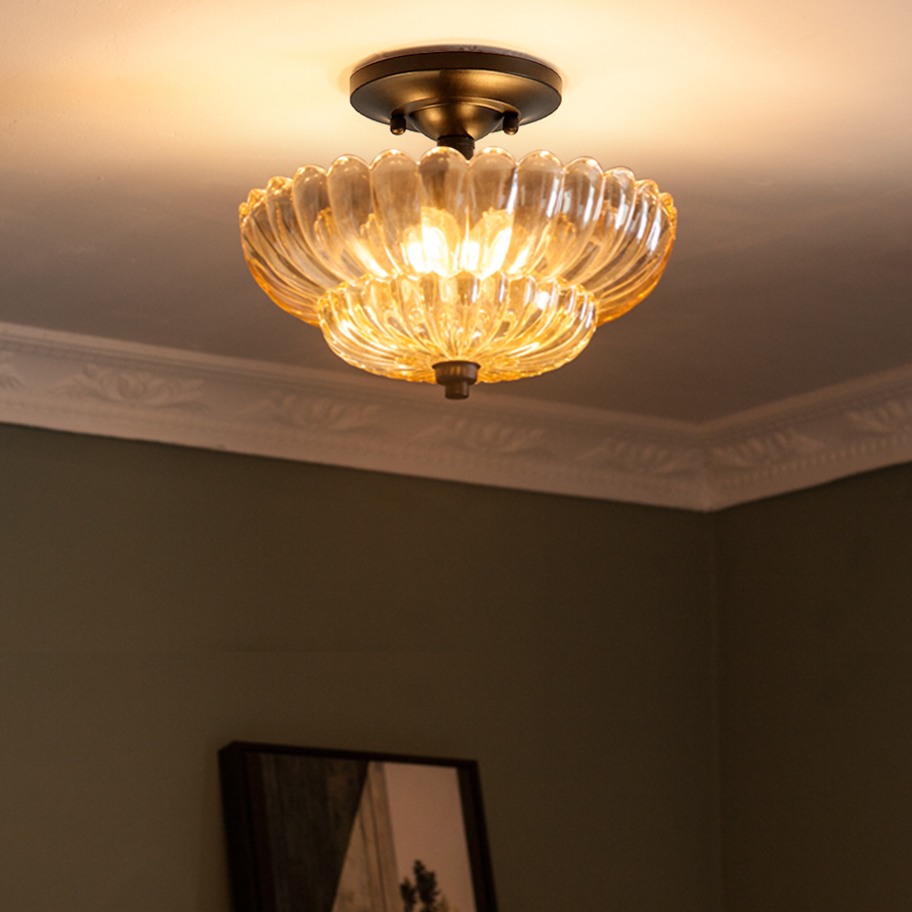 Semi Flush Mount Ceiling Lights Umbrella Shape Glass Lamp G58