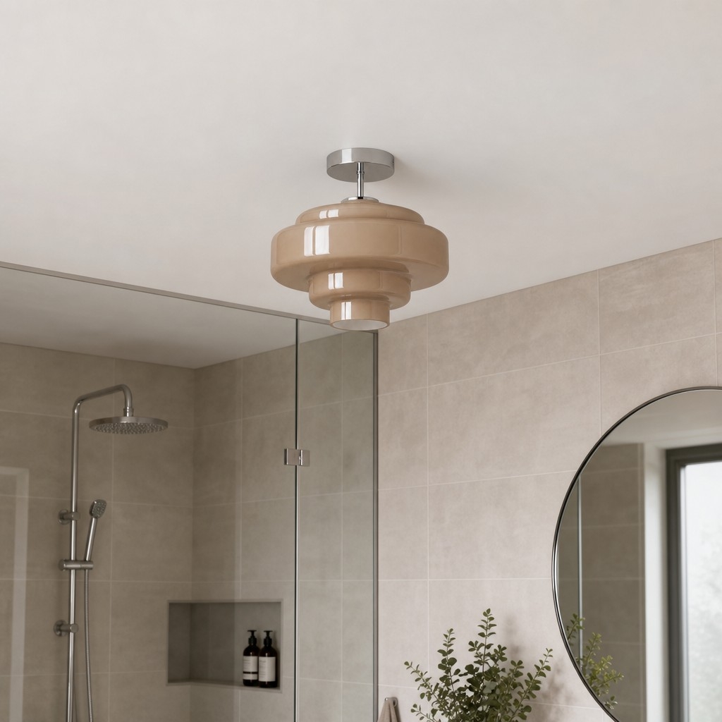 Koloro Glass Ceiling Light - Layered Rounded Design Lampshade for Hallway or Cloakroom T2251