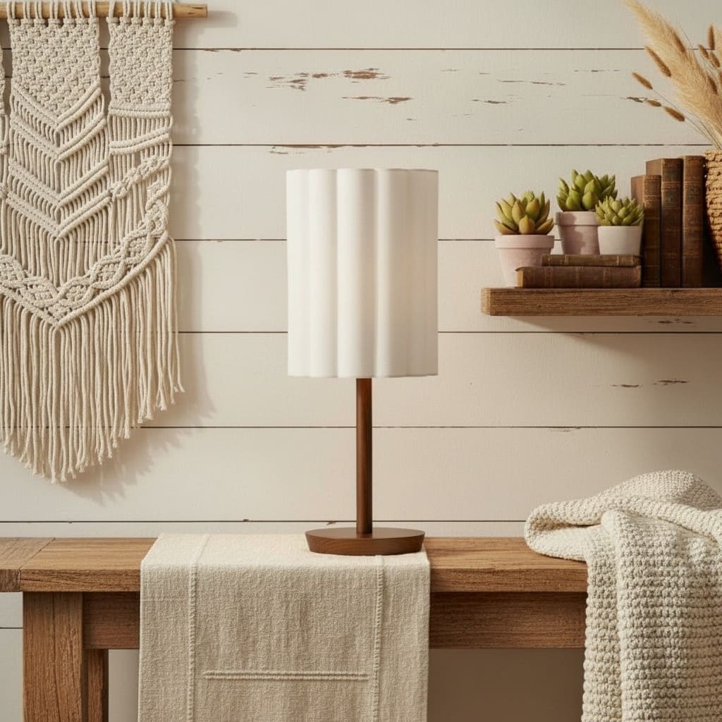 Linbron Wood Fabric Table Lamp - Modern Accent for Living Room T647