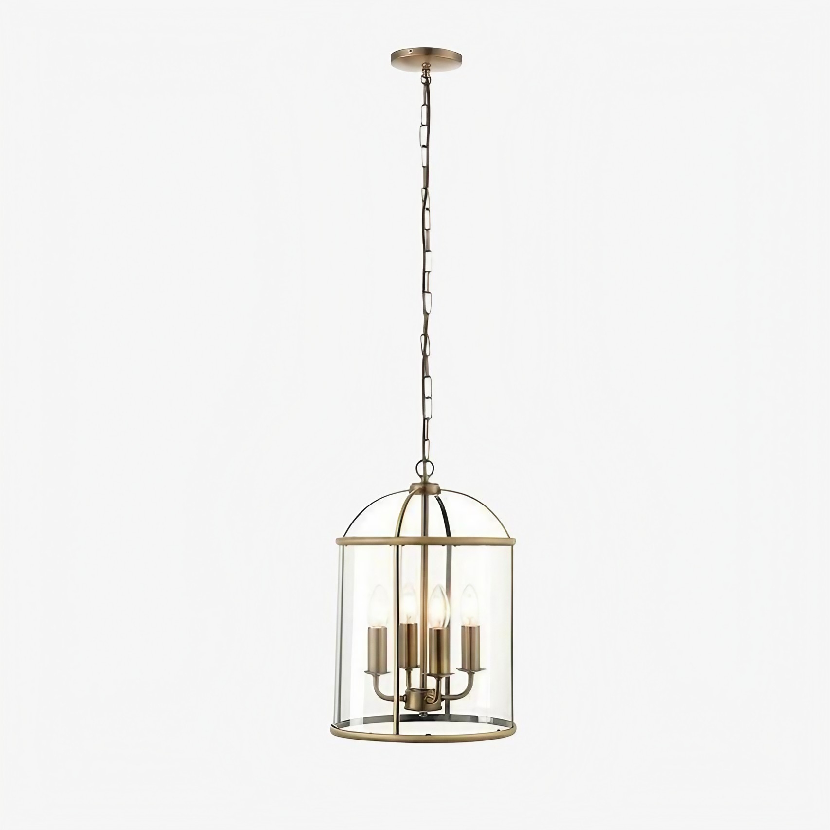 Luxvana Bell Shaped Glass Pendant Light - Industrial Metal Lantern Design Fixture for Kitchen T866