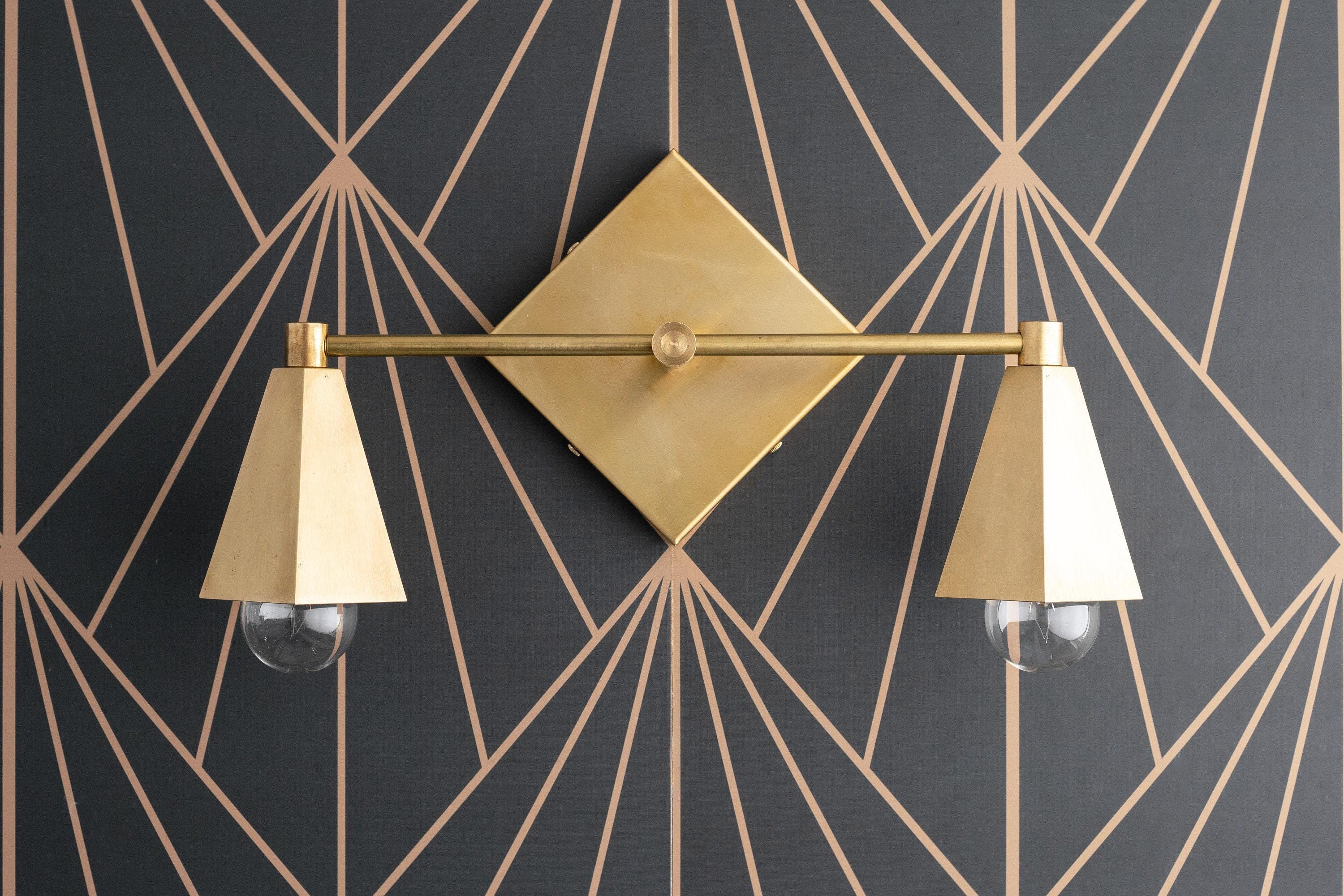 Ornato Luxe Geometric Vanity Light - Solid Brass Art Deco Bathroom Lighting T348