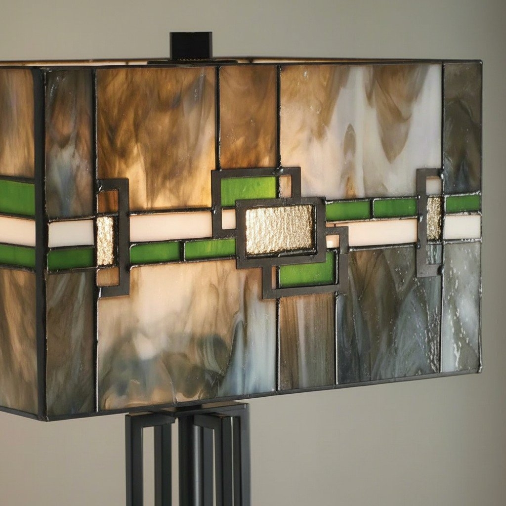 Culletto Mosaic Rectangular Stained Glass Table Lamp T646