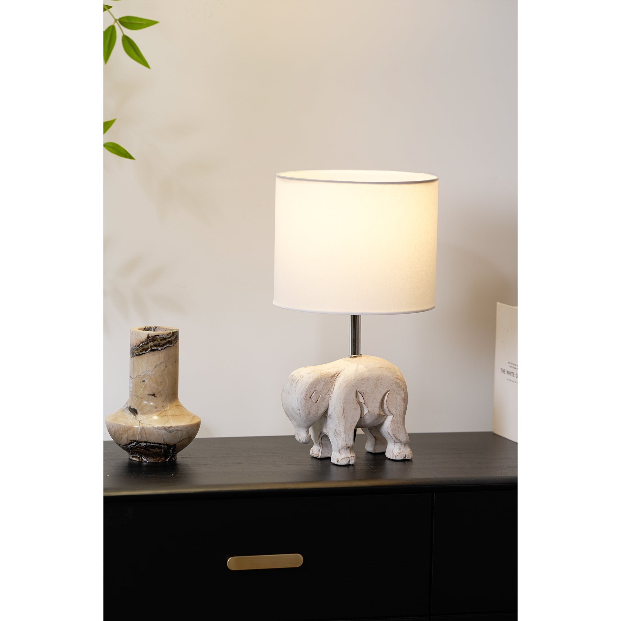 Carved Wood Animal Table Lamp T1745