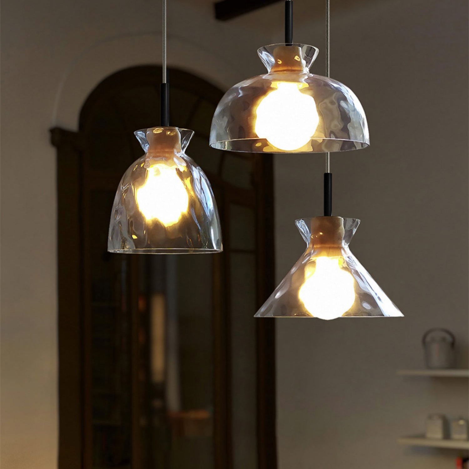 Modern Water Ripple Transparent Glass Pendant Lamp M16