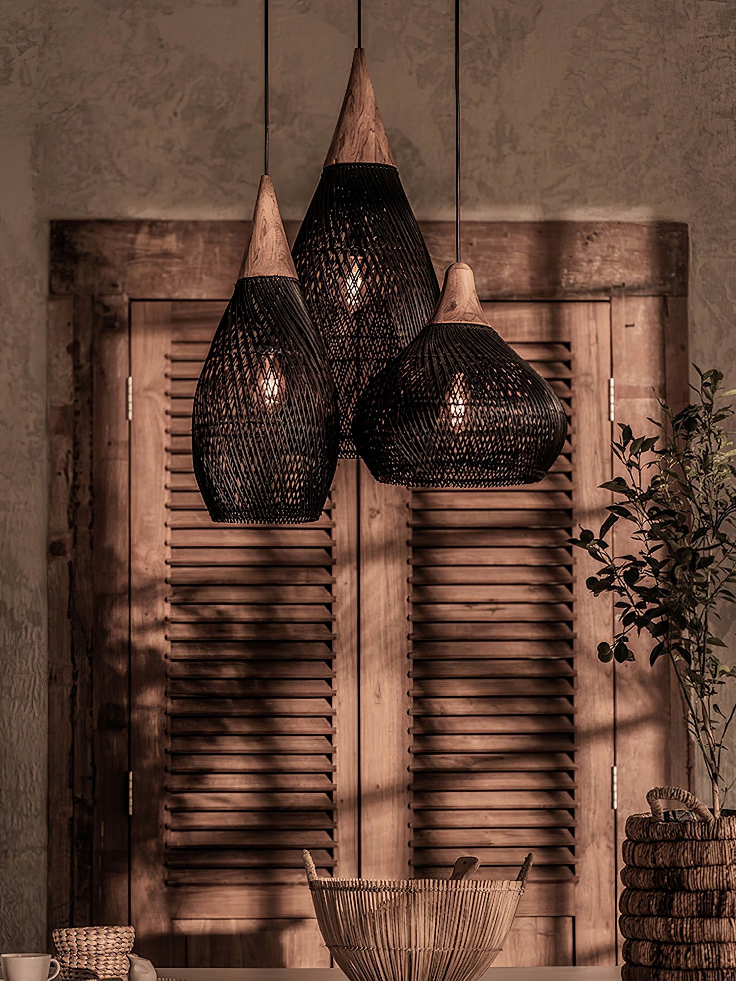 Harp Braided Rattan Pendant Lamp T048