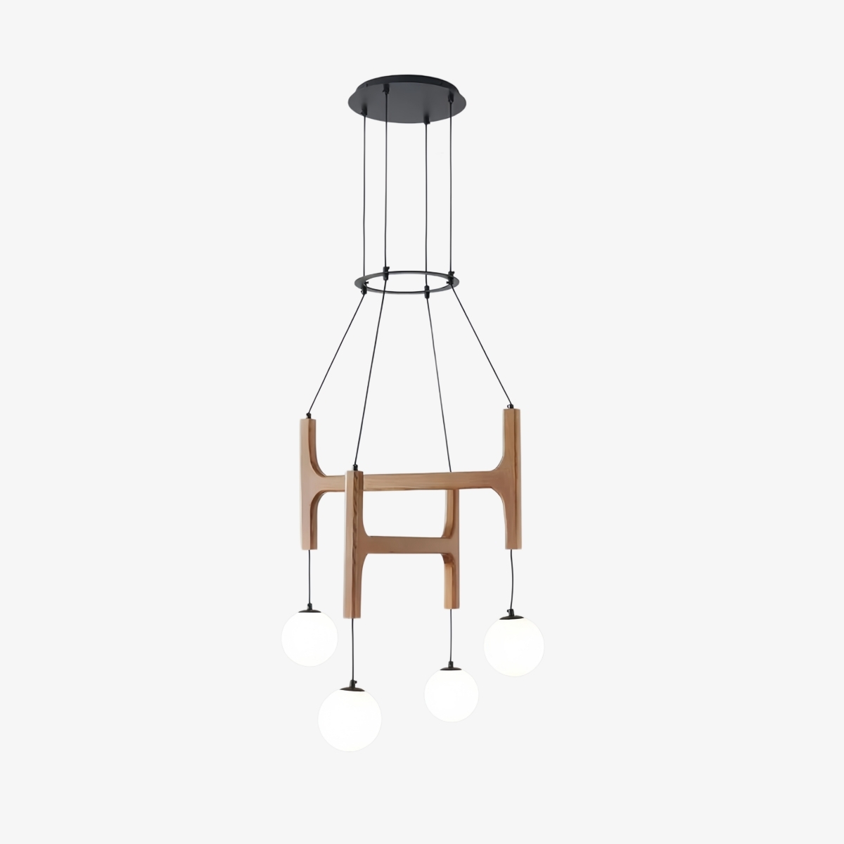 Auralith Wood Chandelier Multi Arm Fixture - Modern Natural Lighting for Living and Dining T1154