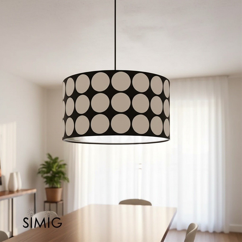 Fabric Drum Polka Dots Pendant Lamp S365