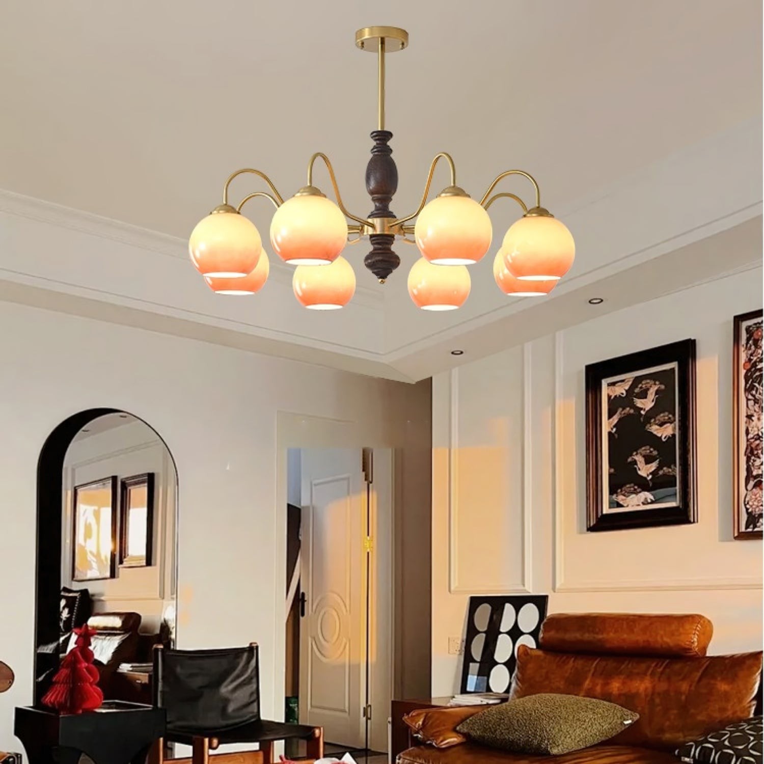 French Medieval Style Caramel Orb Chandelier M567