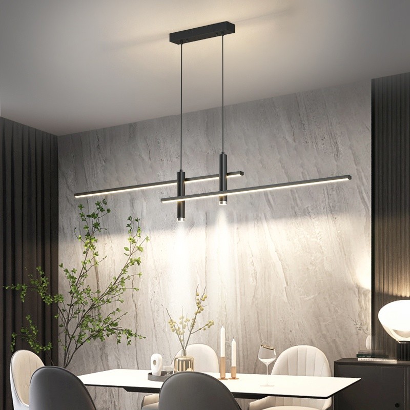 Modern Minimalist Sleek Metal Rod Chandelier M34