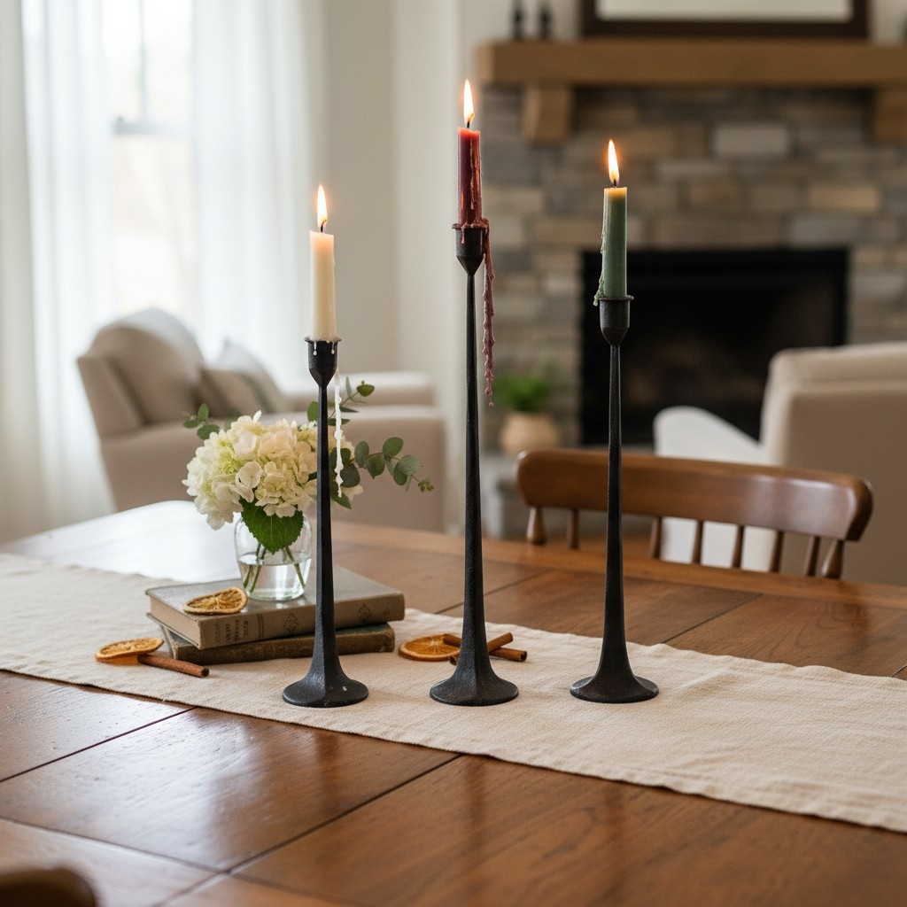 Tegna Tall Minimalist Taper Candle Holders - Modern Dining Table Decor T1190