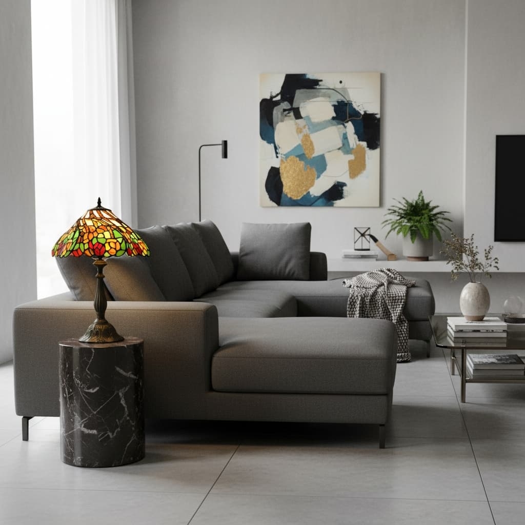 TF Sorenia Elegant Stained Glass Lamp - Handcrafted Tiffany Table Light for Home Interiors T891